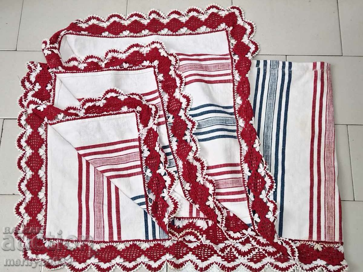 Vintage hand woven bed sheet with lace border - 6 Vintage hand woven bed sheet with lace border - 6