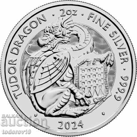 Silver 2 oz. of the Tudors - The Dragon of the Tudors - 2024