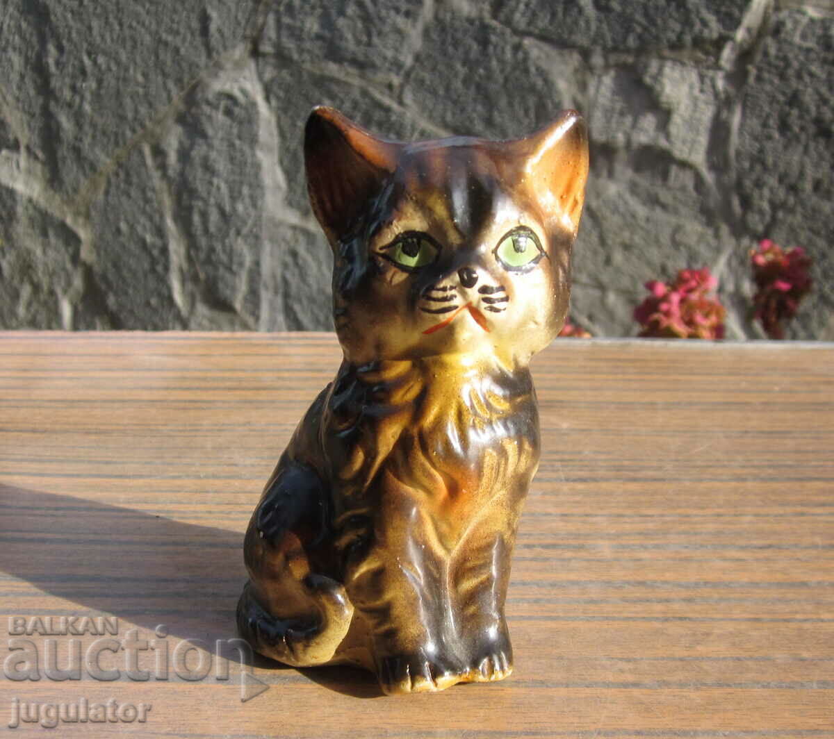 old Bulgarian ceramic figure statuette of a cat with price 70.00 BGN | € 35.79