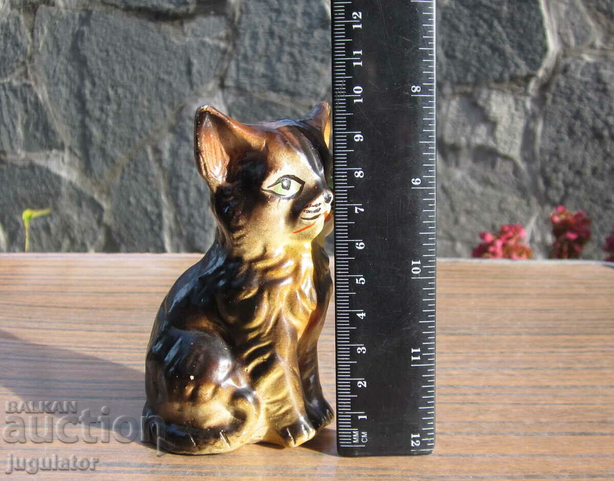 old Bulgarian ceramic figure statuette of a cat - 6