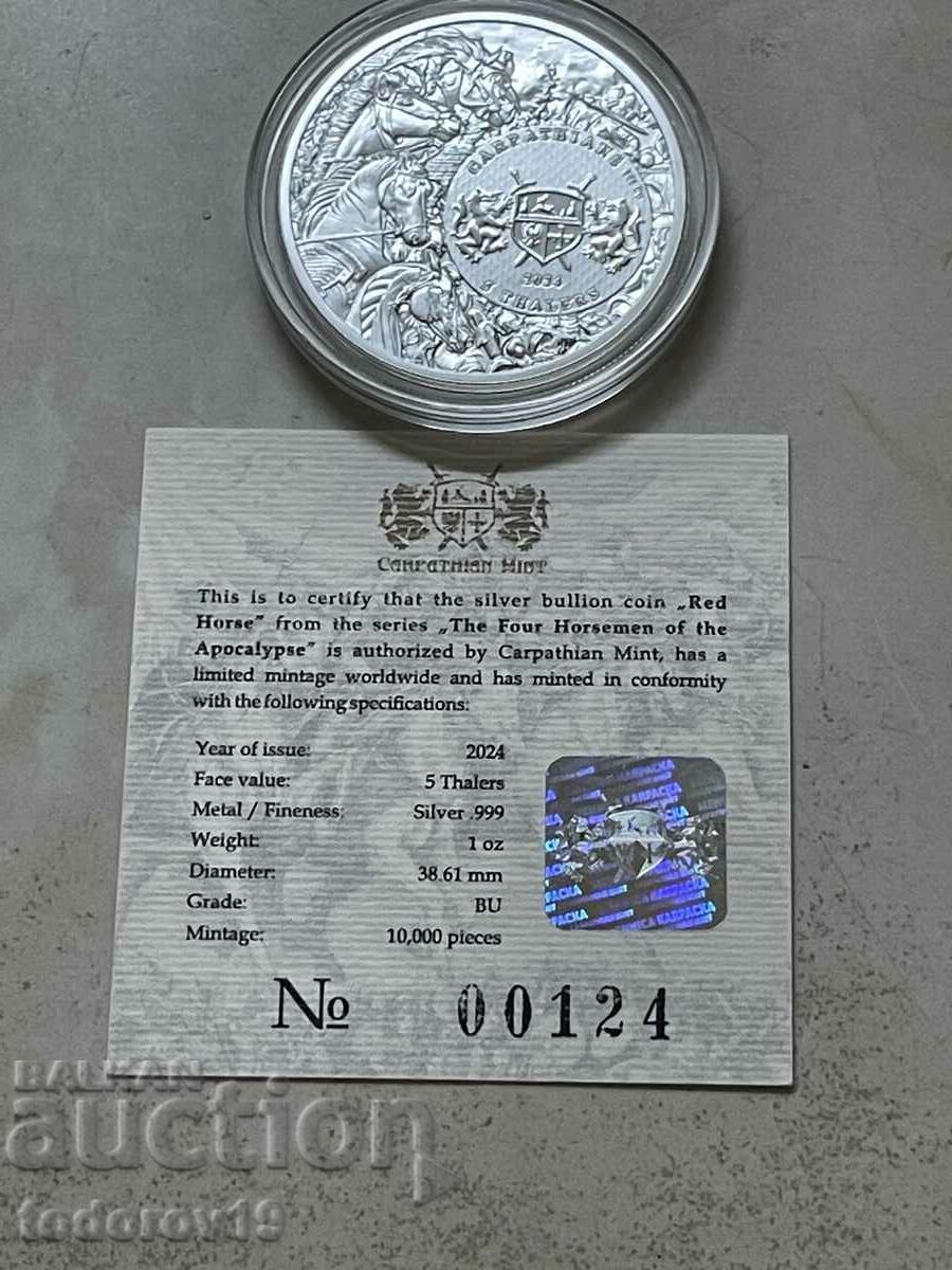 Delivery of 1 oz Silver - The Red Horse of the Apocolypse 2024 Delivery of 1 oz Silver - The Red Horse of the Apocolypse 2024