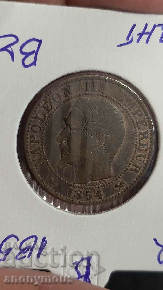 Monedă de cupru Franța Napoleon III 1854 5 centimes