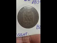 Copper coin France Napoleon 3rd 1854 5 centimes