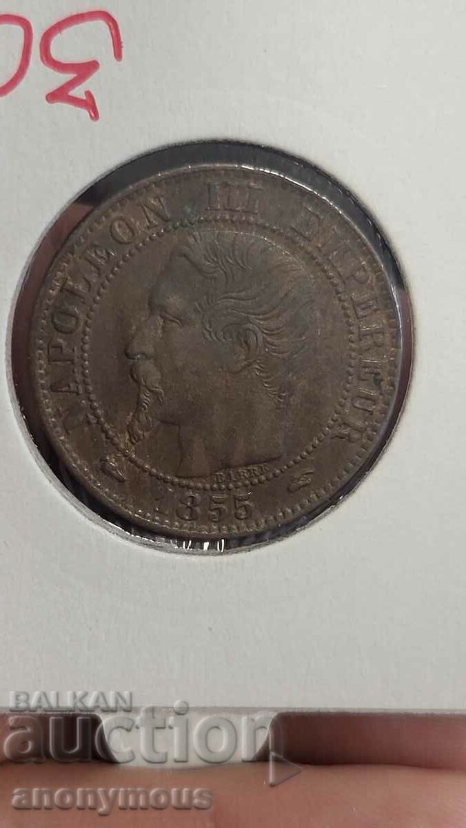 Copper coin France Napoleon 3rd 1855 5 centimes with price 30.00 BGN | € 15.34 Copper coin France Napoleon 3rd 1855 5 centimes with price 30.00 BGN | € 15.34