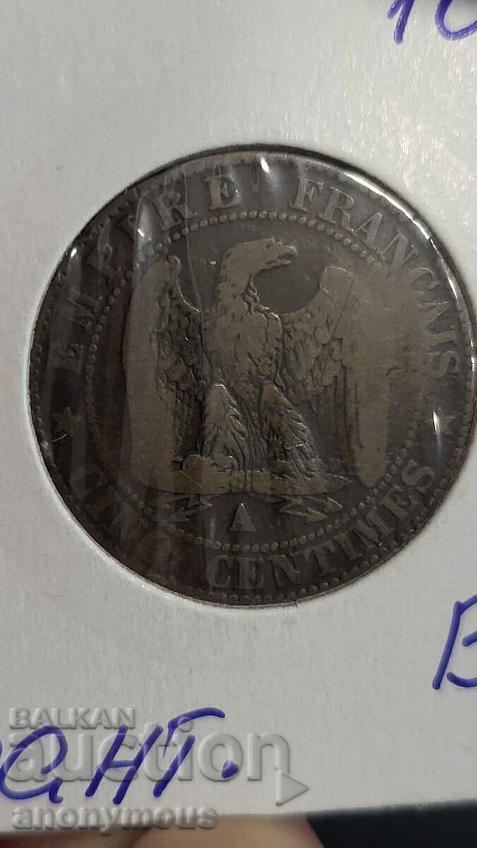 Monedă de cupru Franța Napoleon 3 1855 5 centimes