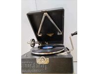 Portable turntable "AURORA" with crank 1920s WORKS