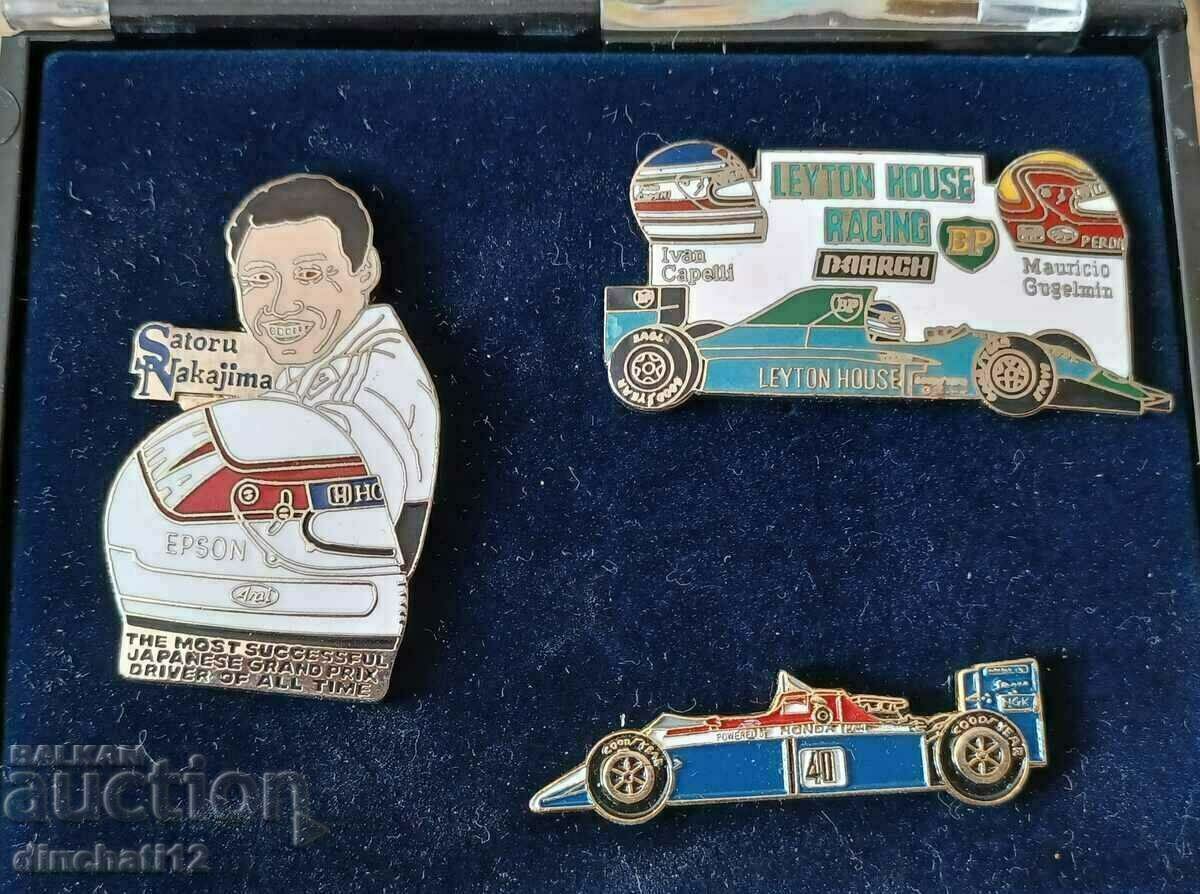 Lot de 3 insigne. Masina de Formula 1. Auto Moto