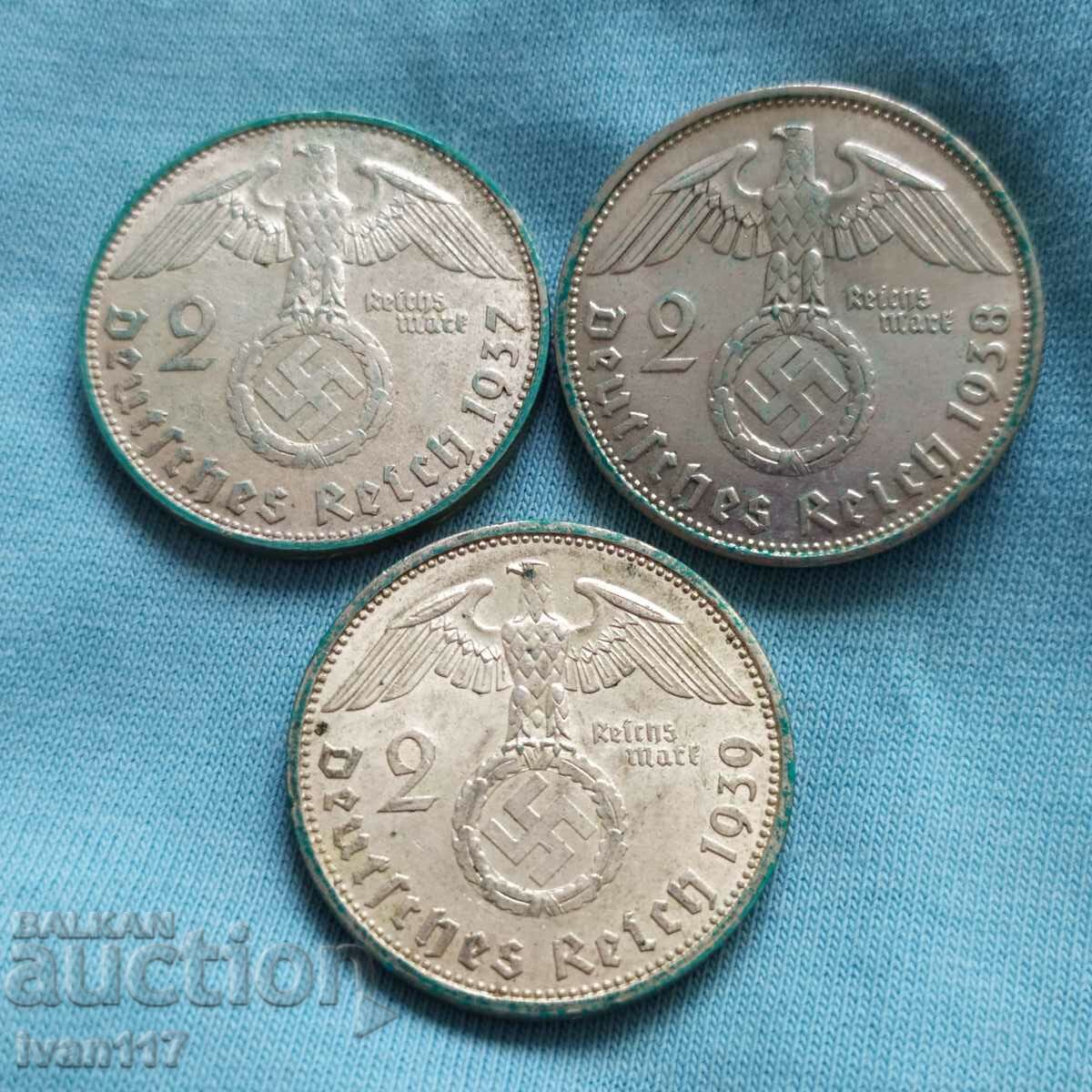 2 timbre 1937, 1938, 1939 perfect