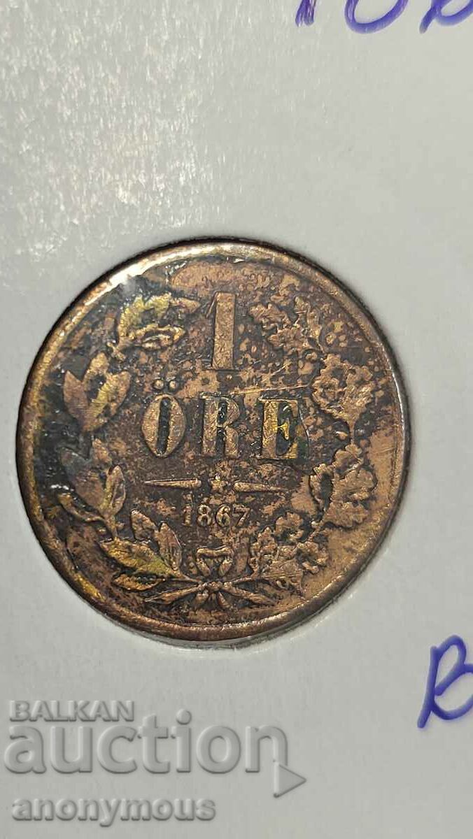 Copper coin Sweden 1867 1 ore, yore