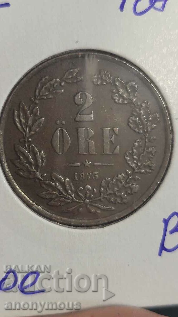 Copper coin Sweden 1873 2 ore, yore