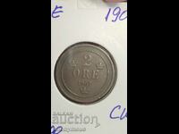 Copper coin Sweden 1907 5 ore, yore