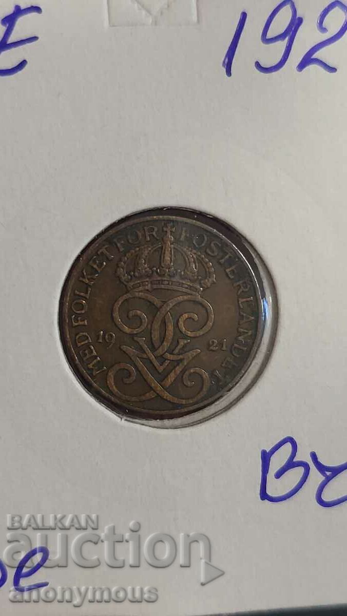 Copper coin Sweden 1921 1 ore, yore