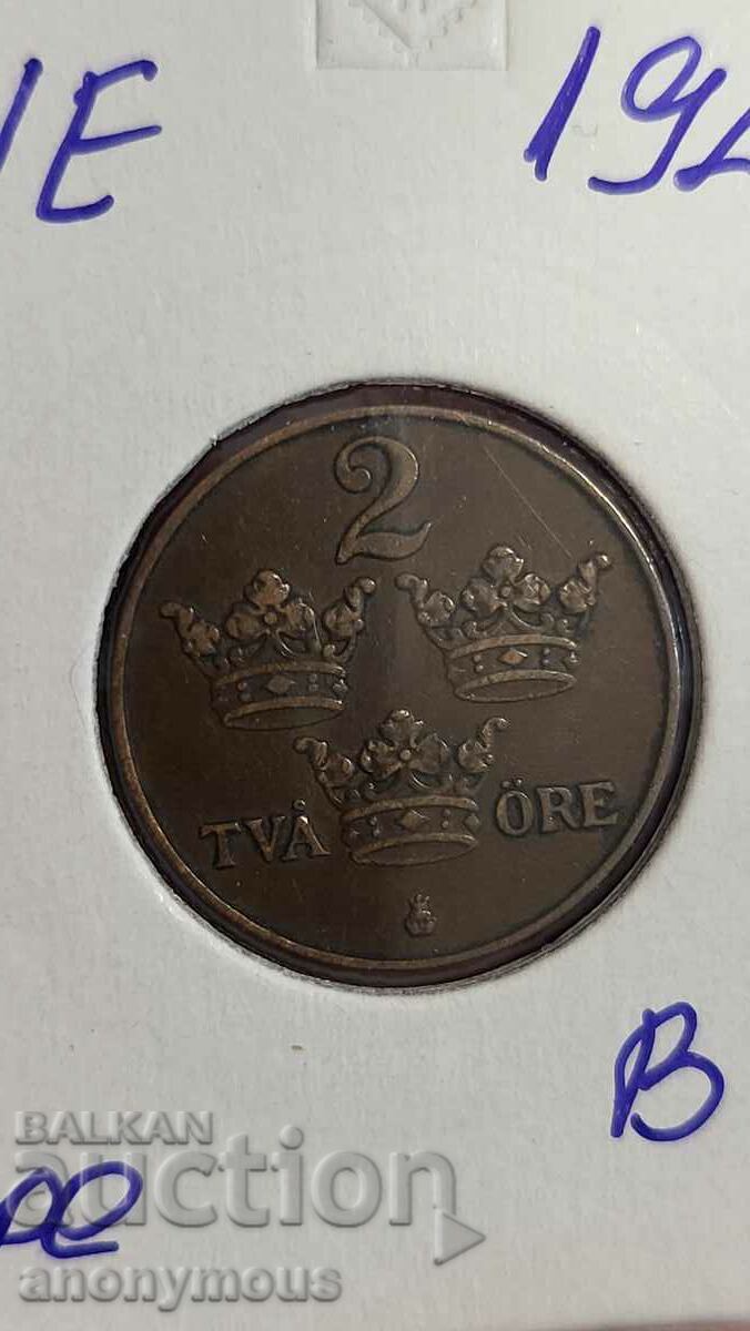 Copper coin Sweden 1921 2 ore, yore