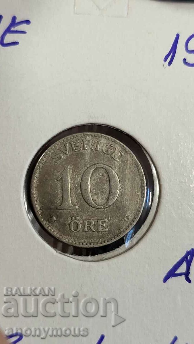 Silver coin Sweden 1936 10 ore, yore