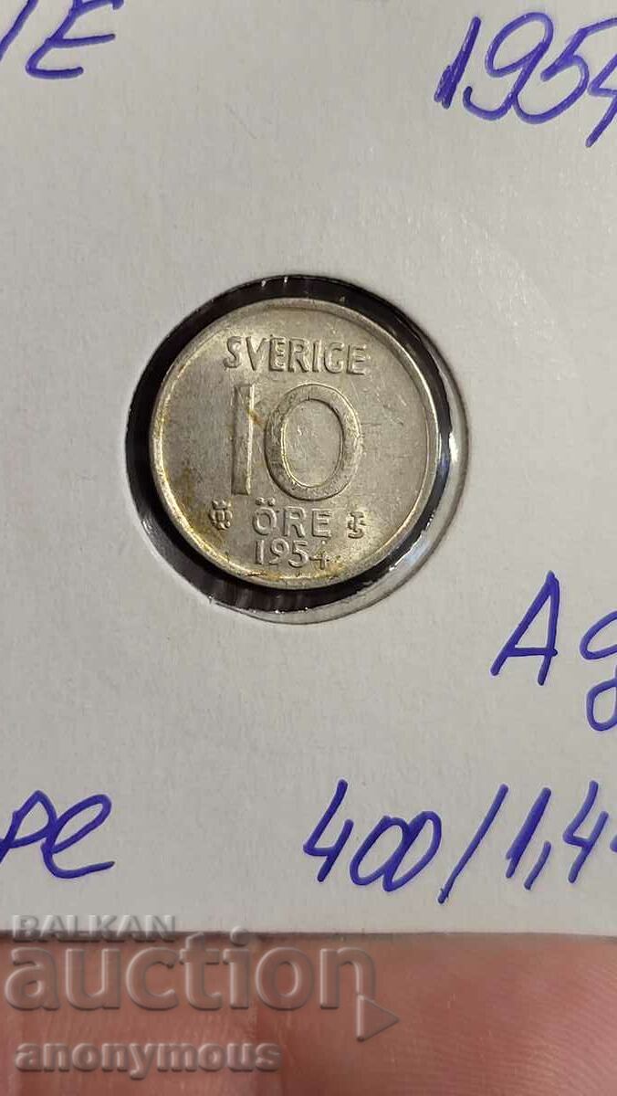 Silver coin Sweden 1954 10 Ore Yore