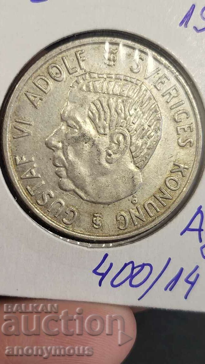 Moneda de argint Suedia 1954 2 coroane, coroane