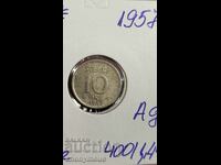 Silver coin Sweden 1957 10 ore, yore