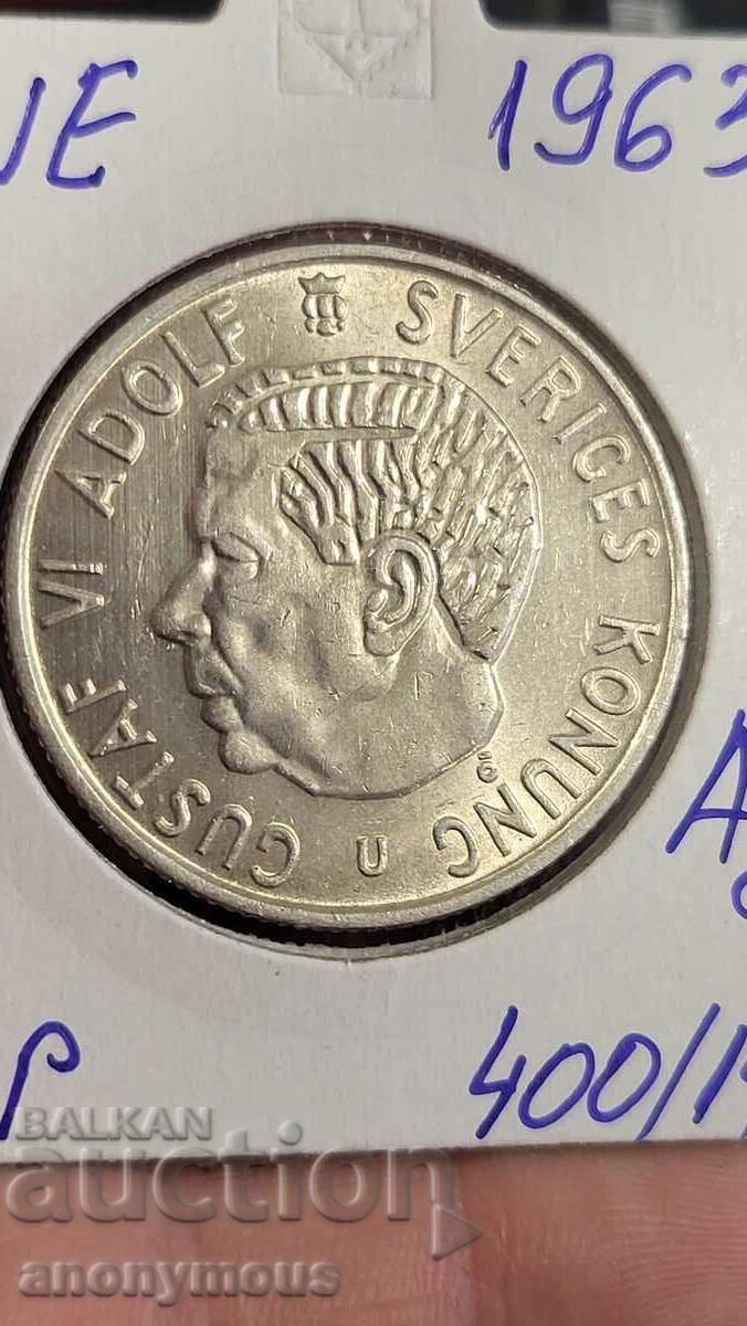 Silver coin Sweden 1963 2 kroner, crowns