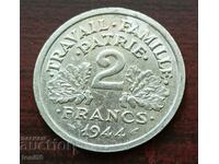 France 2 Francs 1944 "B" - Vichy Government