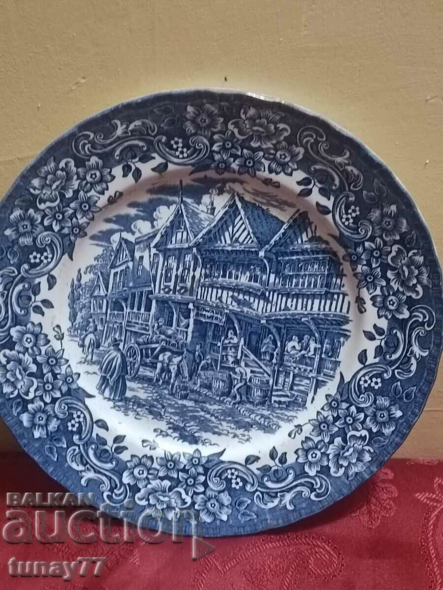 Large English Plate with markings and decoration