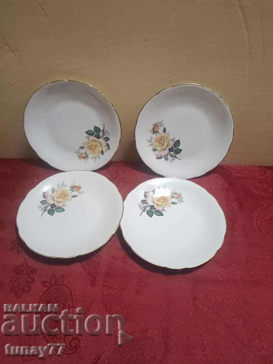 Lot of 4 French beautiful plates with markings