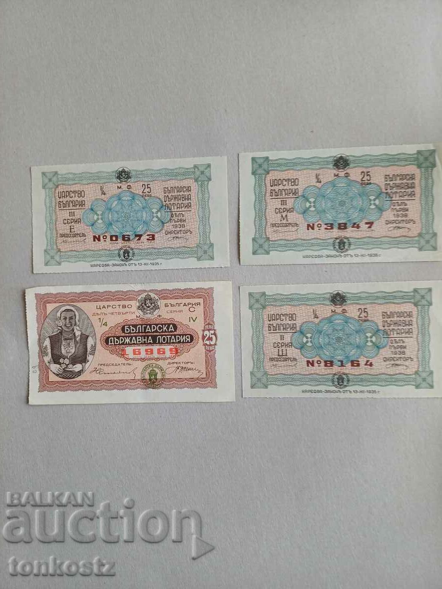 4 bilete de loterie 1935 36