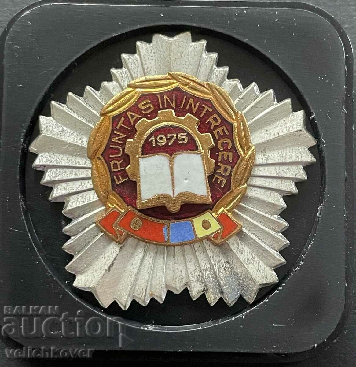 38805 Румъния знак Отличник на профсъюзите 1975г. Емайл с ку