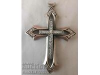 Very beautiful large silver cross with zircons sample 925, 20g