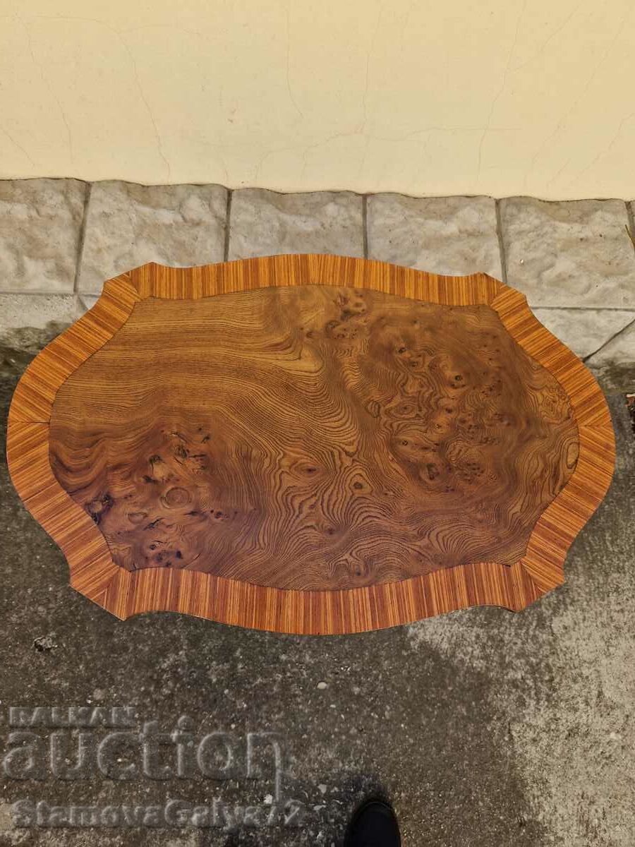 Masă unică din lemn francez cu marqueterie și picioare din bronz - 6