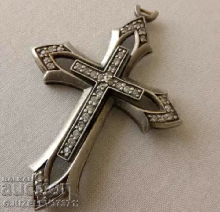 Very beautiful silver cross with zircons sample 925 -20 grams - 5 Very beautiful silver cross with zircons sample 925 -20 grams - 5