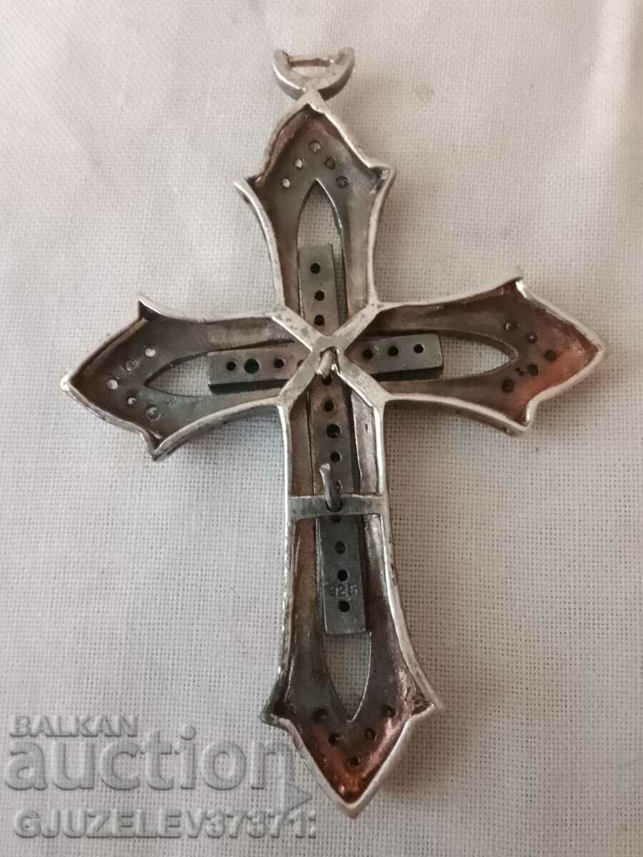 Very beautiful silver cross with zircons sample 925 -20 grams - 6 Very beautiful silver cross with zircons sample 925 -20 grams - 6