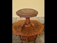 A wonderful antique solid wood table with bronze inlays