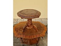 A wonderful antique solid wood table with bronze inlays