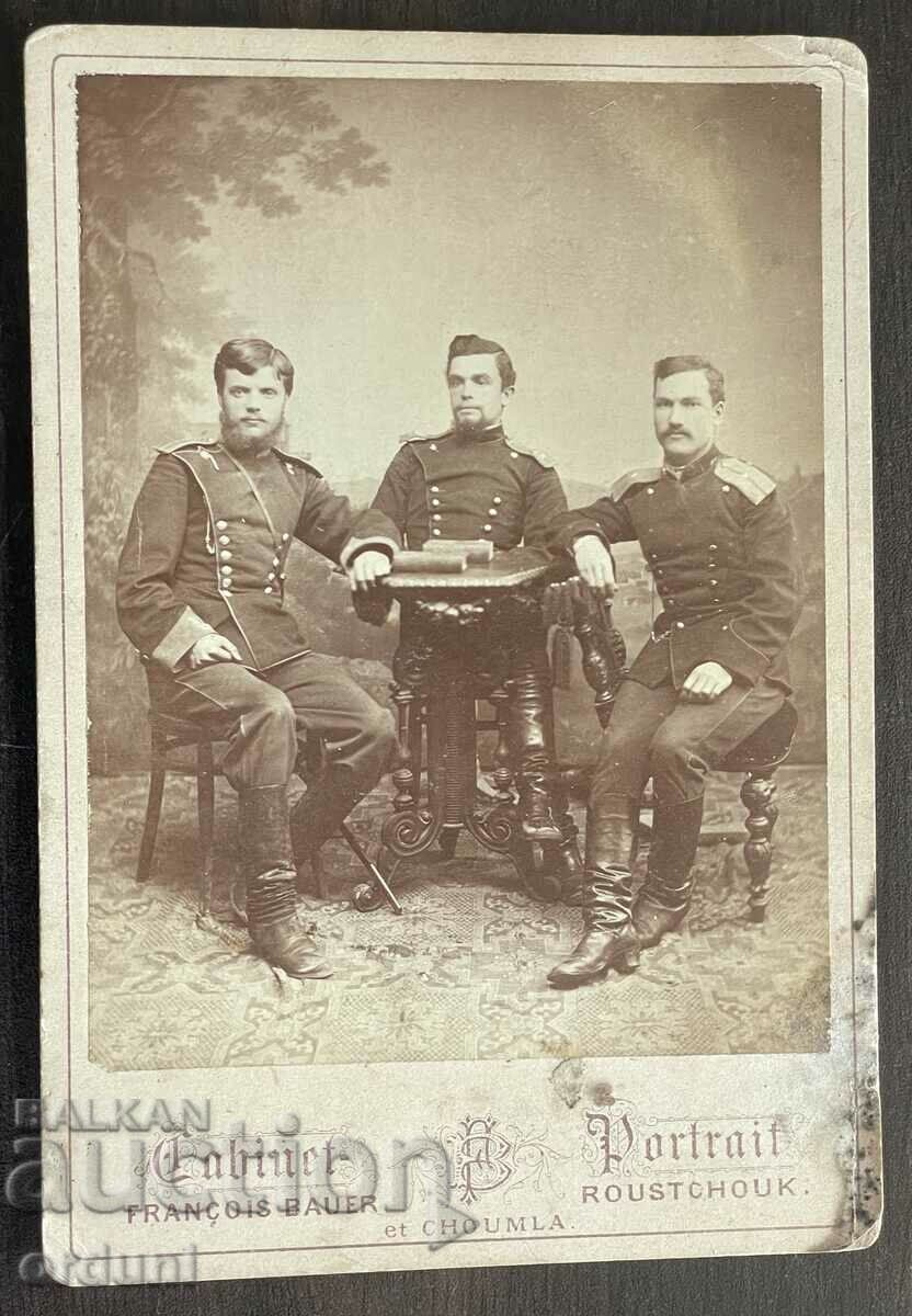 4643 Principality of Bulgaria three Officers Ruse around 1882. photo