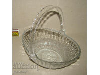 Glass bonbonniere basket 23 cm crystal, excellent