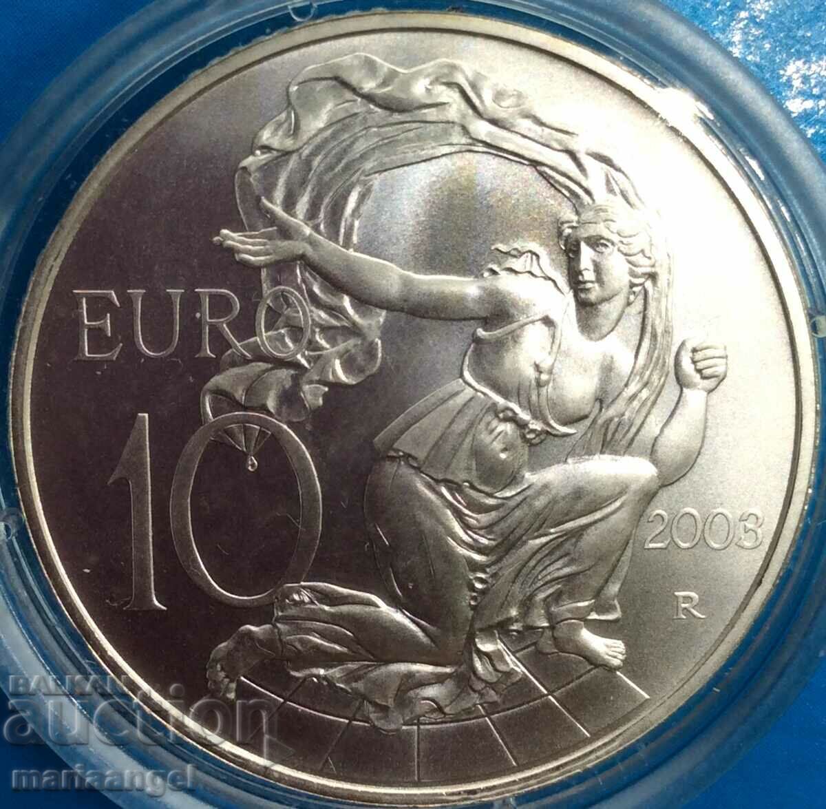 10 Euro 2003 Italy "United Europe" UNC Silver