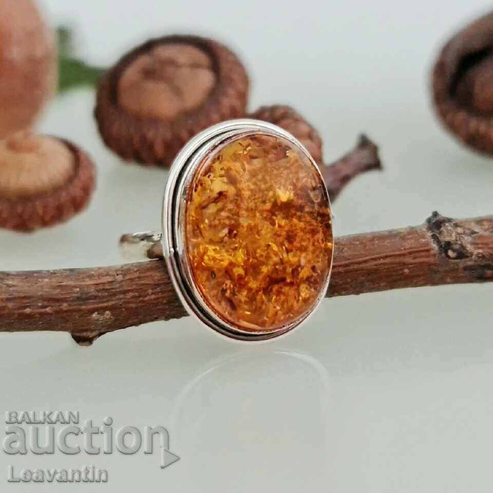 5446 Silver ring with Amber