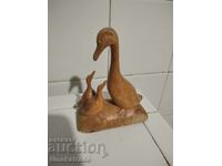 Beautiful wooden figure Duck with ducklings