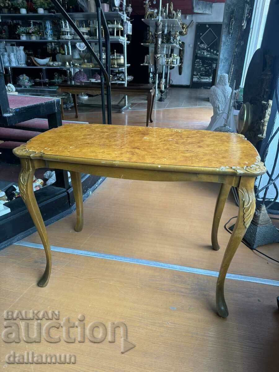 Antique wood carving table amber color