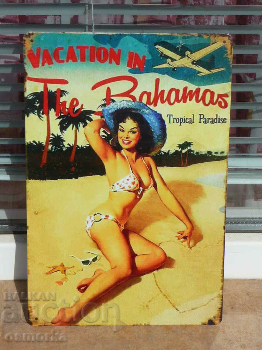 Metal sign Vacation in the Bahamas erotica beaches girls