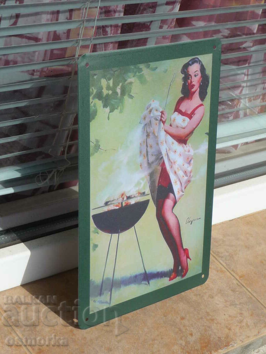 Metal sign erotic barbecue grill meat tasty sexy kebab with price 18.00 BGN | € 9.20 Metal sign erotic barbecue grill meat tasty sexy kebab with price 18.00 BGN | € 9.20