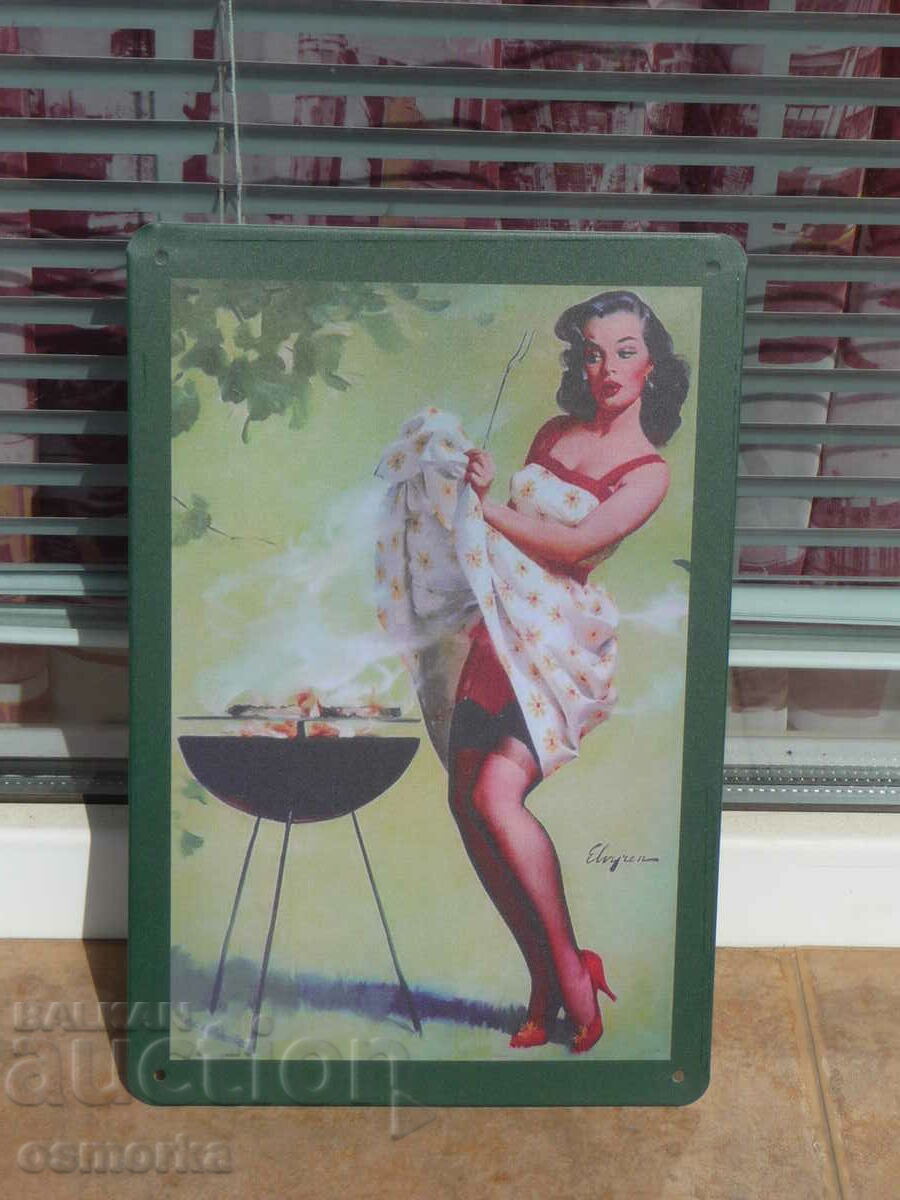 Metal sign erotic barbecue grill meat tasty sexy kebab