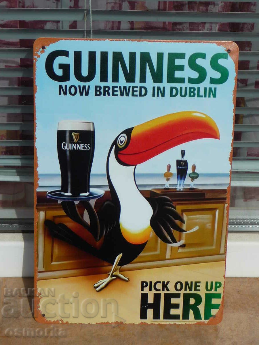 Metal Sign Beer Guinness Toucan Beach Bar Dark Draft