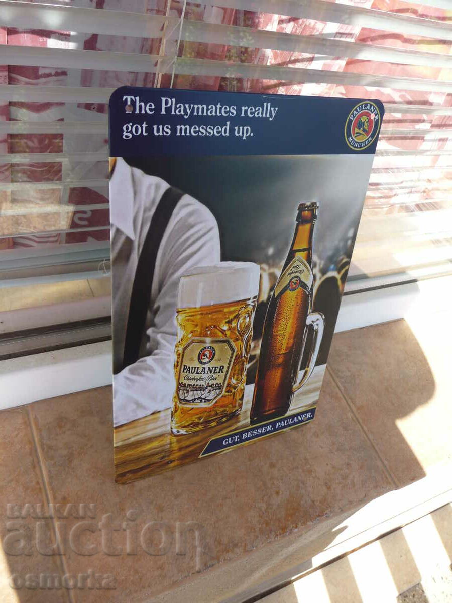 Paulaner beer metal sign german pint big bottle bar with price 18.00 BGN | € 9.20 Paulaner beer metal sign german pint big bottle bar with price 18.00 BGN | € 9.20