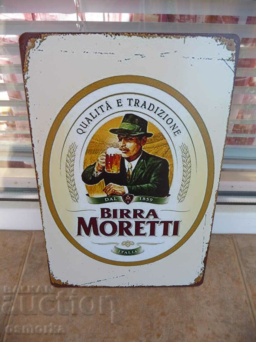 Метална табела бира Birra Moretti италиянска реклама хубава