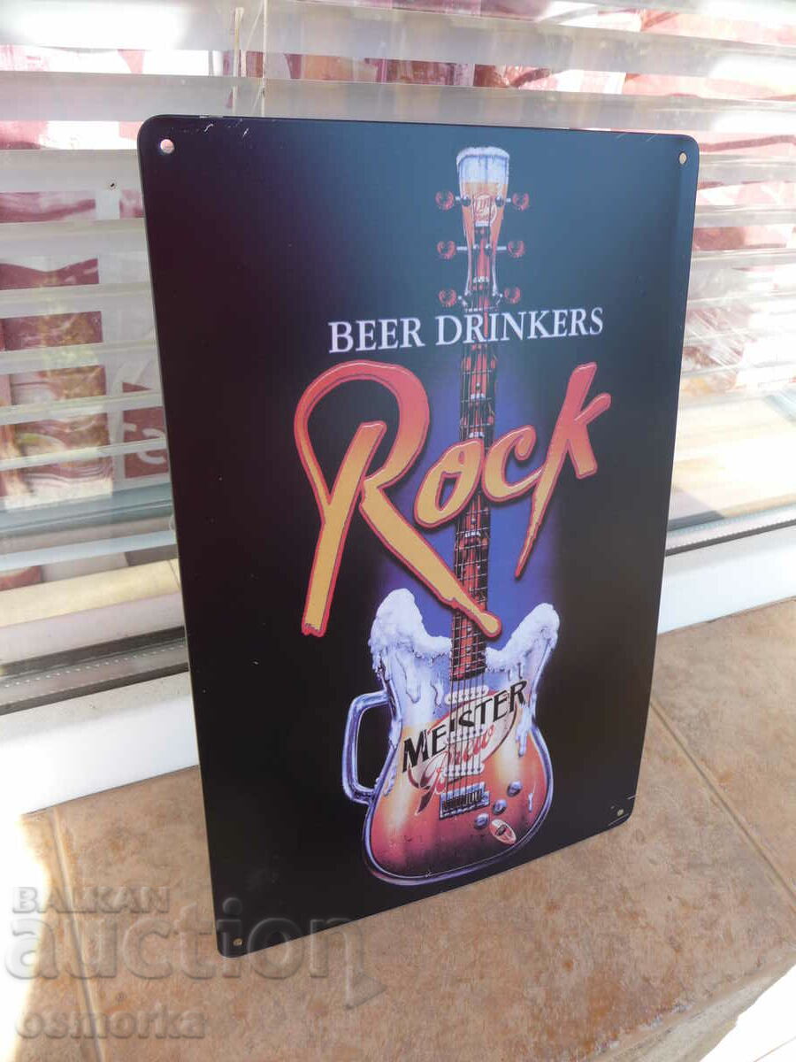 Metal sign beer rock guitar bar live music strings st with price 18.00 BGN | € 9.20 Metal sign beer rock guitar bar live music strings st with price 18.00 BGN | € 9.20