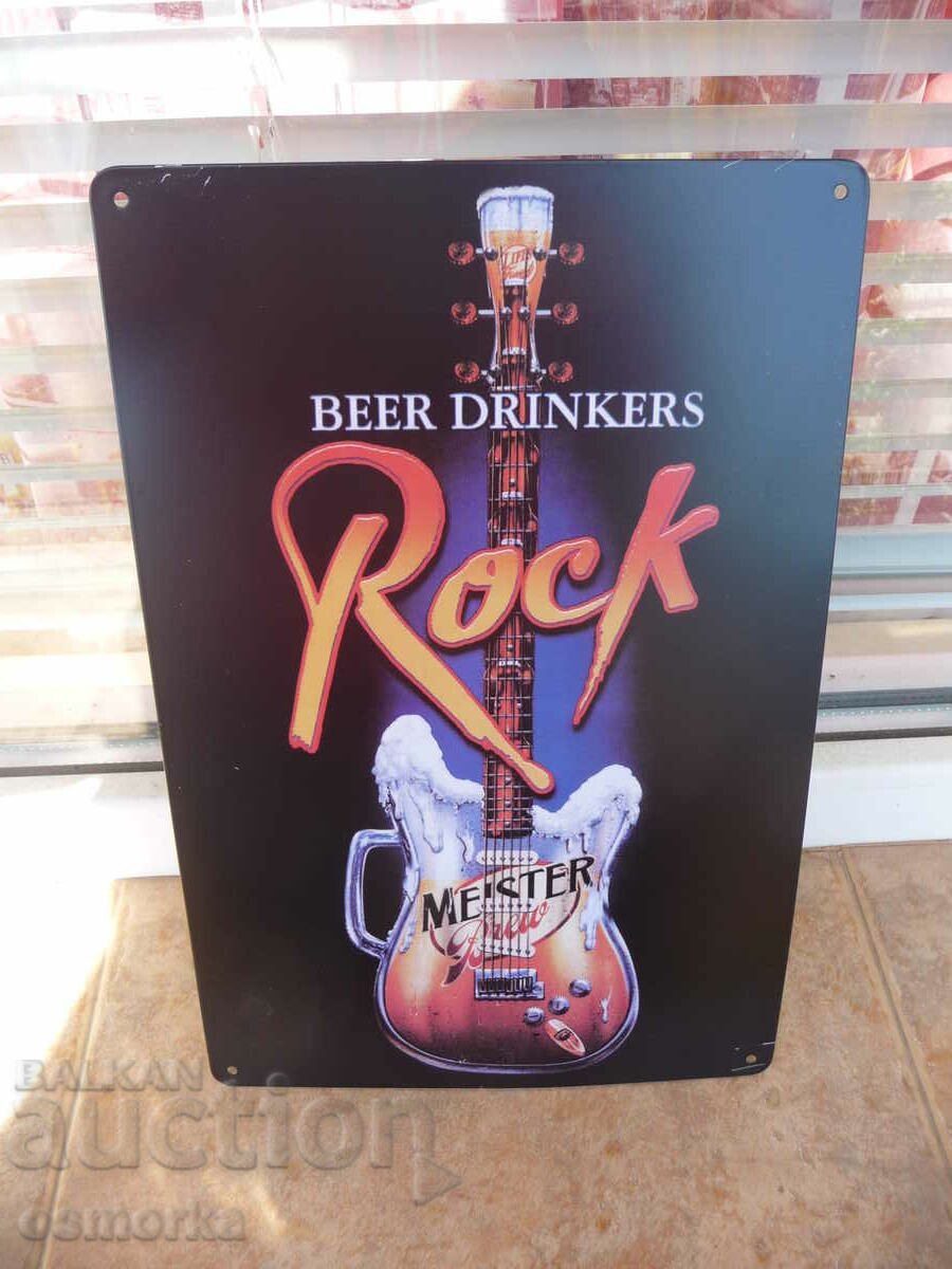 Metal sign beer rock guitar bar live music strings st