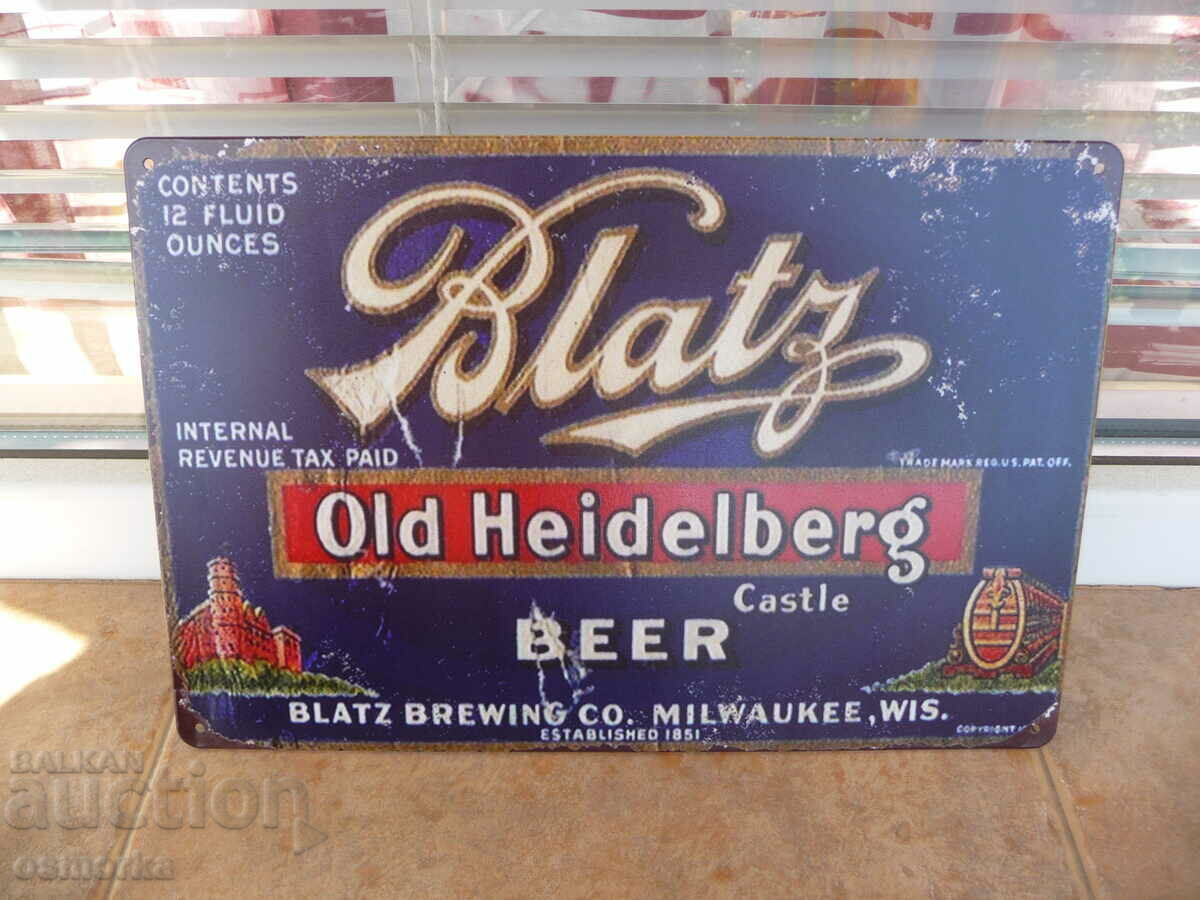 Metal sign beer Blatz beer craft retro advertising brewery