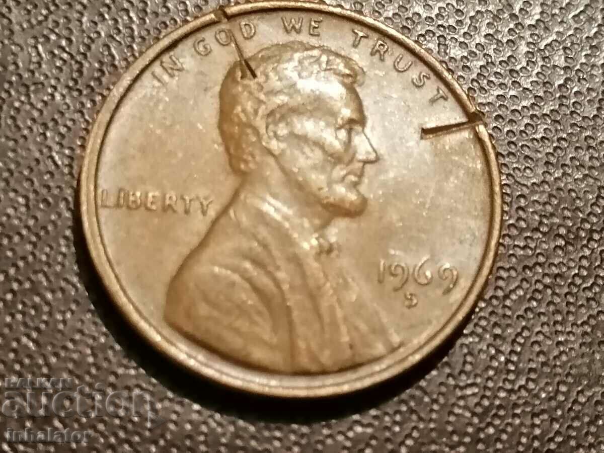 1969 1 Cent Letter S Η.Π.Α