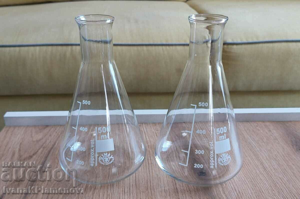 Two laboratory flasks